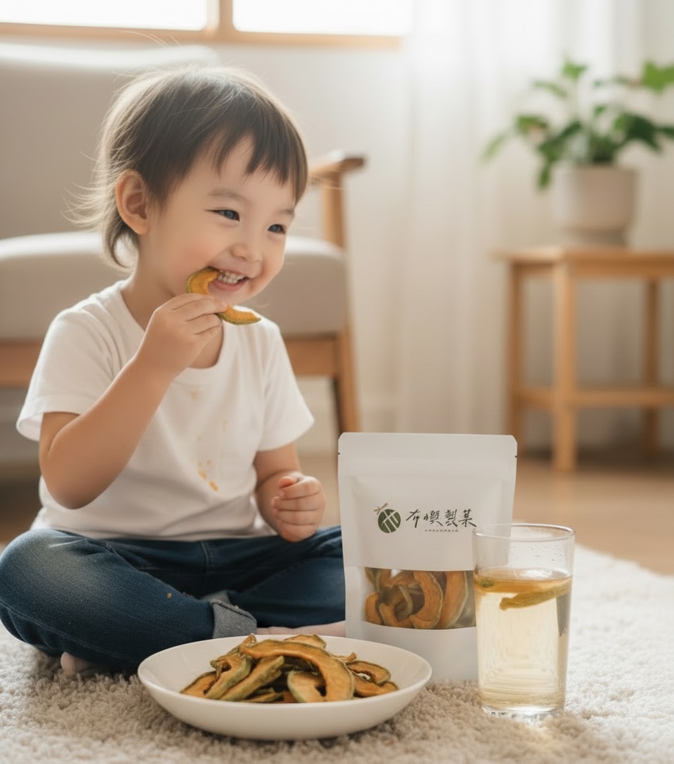 小朋友開心吃果乾