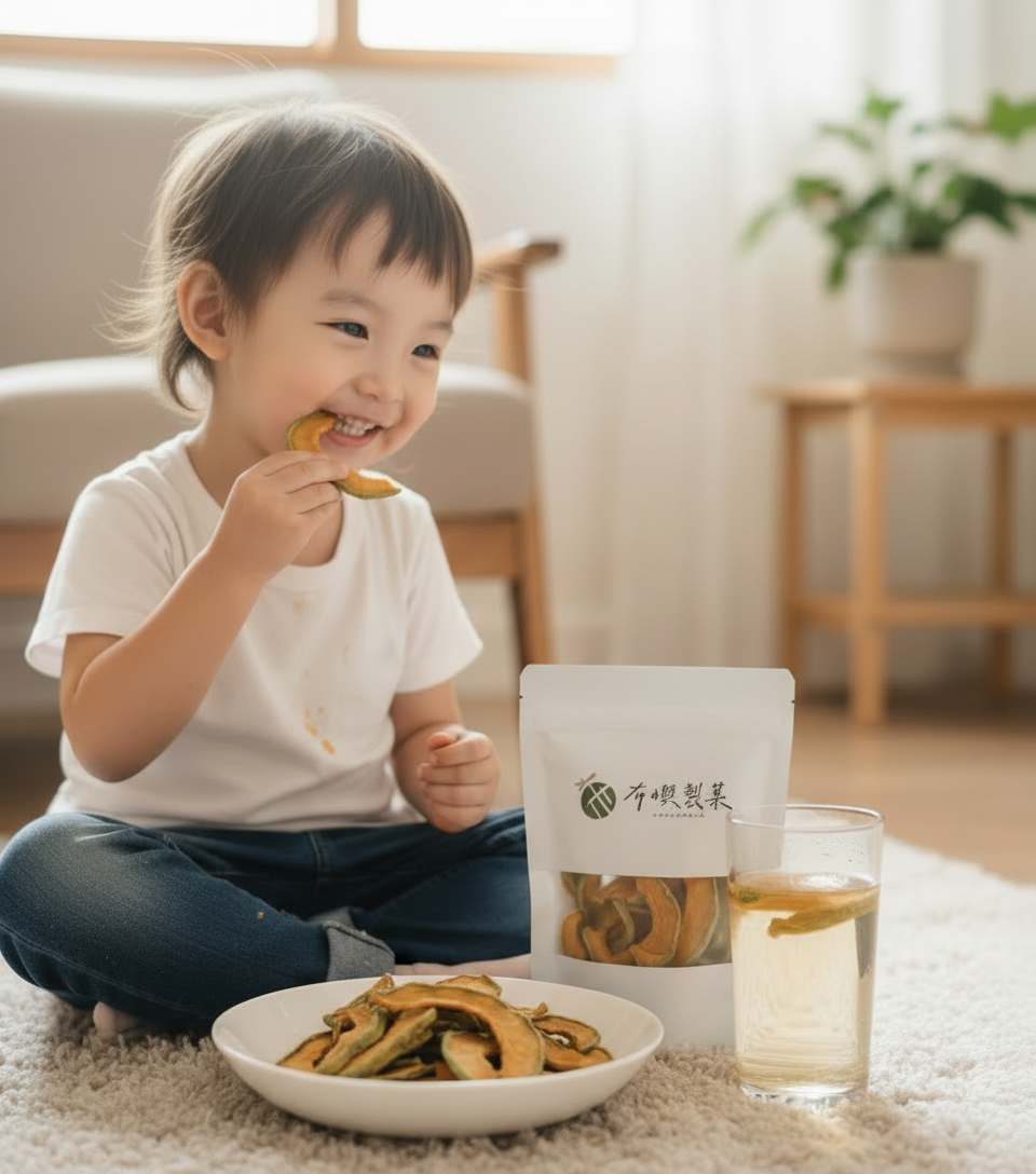 小朋友開心吃果乾